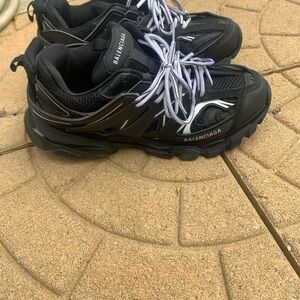 Balenciaga Black and Gray Sneakers with Rugged Sole